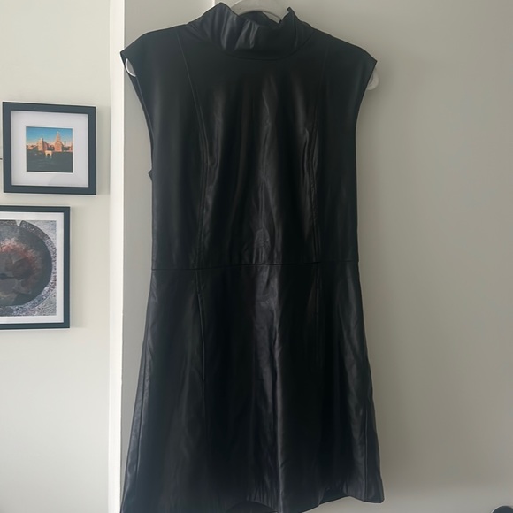 Vegan Leather Mock Neck Dress - Picture 1 of 4
